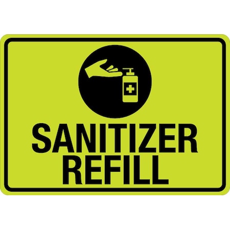 Lyle Sign, Sanitizer Refill (W Sym), LCUV-0079ST-RD_10x7 Hivis Reflective Decal Sanitizer Refill (W Sym) LCUV-0079ST-RD_10x7